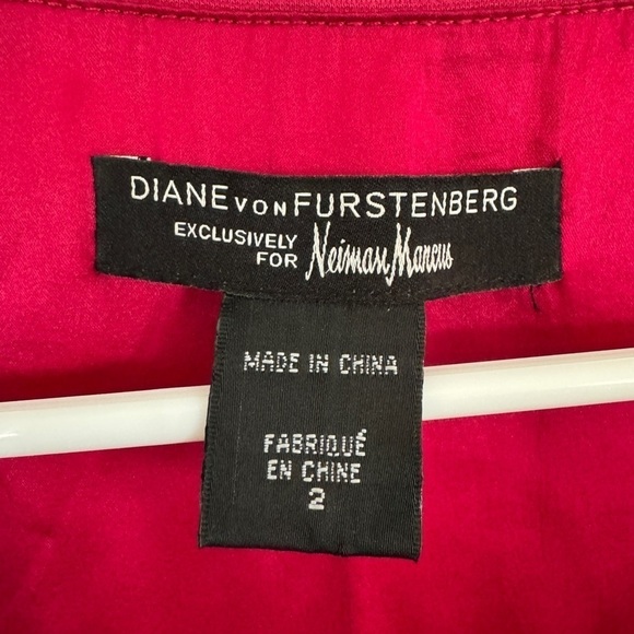 Diane Von Furstenberg Womens V-Neck Fit & Flare Dress Barbiecore Pink Women’s 2 - Picture 3 of 15